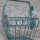 WIRE BASKET WITH HANDLE   LEAVES ON EACH END & HANDLE