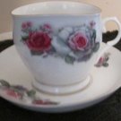 Hand Painted Tea Cup Saucer Nanjing Pagoda Mark China  Roses Brown Green Leaf