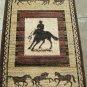 32" X 48" DYNASTY COLLECTION BROWN RUG WESTERN HORSES RIDERS RUNNER MADE TURKEY