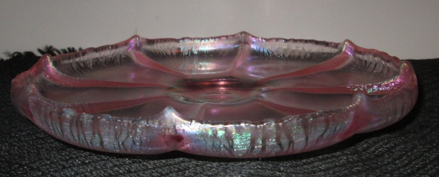 LIMITED EDITION 75TH ANNIVERSARY FOOTED DISH FENTON PINK IRIDECENT CENTERPIECE