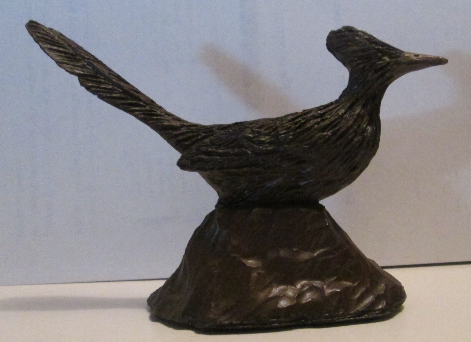 Roadrunner Bird Figure Pecan - Walnut shells signed J. Hall 1980  CENTERPIECE
