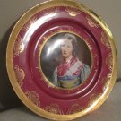 JKW 1930 PORCELAIN PLATE BARVARIAN RED WITH GOLD TRIM LADY / PRINCESS 10.25"