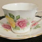 Cup and Saucer England bone china Pink & Yellow Roses