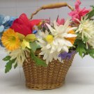 Artificial Flower Planter woven Basket Faux Indoor House Plant with Handle
