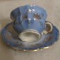 LIGHT BLUE & GOLD LINDNER KUEPS BAVARIA TEA CUP & SAUCER