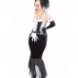  Velvet & Mesh Long Skirt Spandex