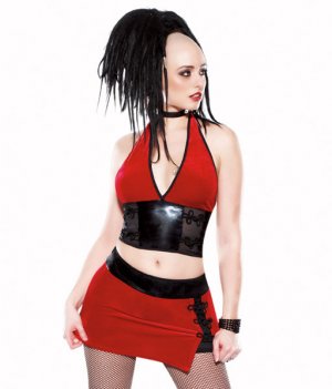 Sexy Red Stretch Halter Top & Mini Skirt CD TV