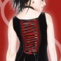 Gothic Goth Fetish  Velvet Black & Red  Stretch Corset  Dress