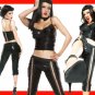 Black Stretch Wet Look Gathered Cami Top Gothic Fetish