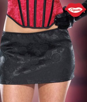 Darque Brocade  Red Black  Mini Skirt