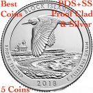 5 US Coins 2018 PDSSS Block Island National Refuge RI Clad Silver Proof Quarter