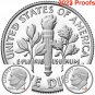 2 US Coins 2023 SS Dime Roosevelt 99.9% SILVER CLAD PROOF US Mint Sets Best 10¢ Cents