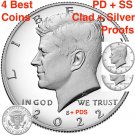 Kennedy Half Dollar 2x Biz Strike Clad .999 Silver Proof 2022 PDSS 4 US Coins