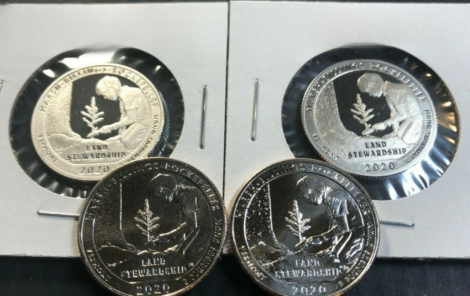 Rockefeller 4 US Coins Quarter PD Unc Clad .999 Silver Proof 2020 PDSS Marsh Billings