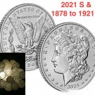 2 US Coins 1878 1921 2021 S 2x Morgan Silver Dollars 2 SFCA 90% G to AU 99% UNC