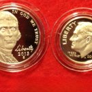 10¢+5¢ set cents 2013 S Proof Jefferson Nickel Roosevelt Dime Ultra Deep Cameo 2 US Coins