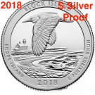 2018 S Block Island National Seashore Silver 90% Proof Park Quarter US Mint 1 US Coin