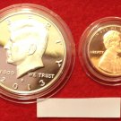 2013 New S Proof Kennedy Half Dollar Shield Penny Cent Ultra Cameo 50¢+1¢ 2 US Coins