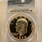 S $1 Eisenhower Proof Silver Dollar 1972 PCGS PR69 CAM Cameo Blast White Ike 1 US Coin