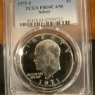 1 US Coin S $1 Eisenhower Proof Silver Dollar 1971 PCGS PR69 CAM Cameo Blast White Ike