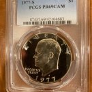1 US Coin S Ike Eisenhower Dollar 1977 $1 PCGS PR69CAM Cameo Proof