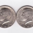 Set AU BU Clad no Silver 50 Cent About UNC MS Mint 1983 PD Kennedy Half Dollar 2 US Coins