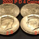2x 2020 PD Kennedy Half Dollars US MINT ROLL Clad 50¢ Brilliant Uncirculated 4 US Coins