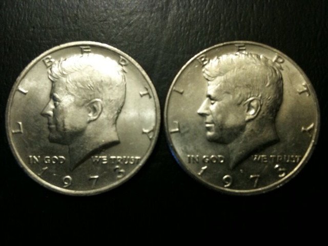 PD Kennedy Half Dollar 1973 Set AU BU Clad no Silver 50 Cent About UNC MS Mint 2 US Coins