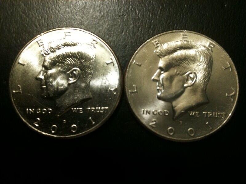 PD Kennedy Half Dollar 2001 Set GEM BU From MINT ROLL Clad No Silver 50 Cent 2 US Coins