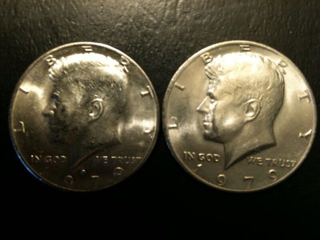 2 US Coins PD Kennedy Half Dollar 1979 Set AUBU Clad no Silver 50 Cent About UNC MS Mint