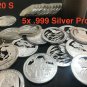 2019 2020 2022 2023 1 Troy Oz 99% Silver Round Quarters Proof Lot ATB AW .999 5 US Coins