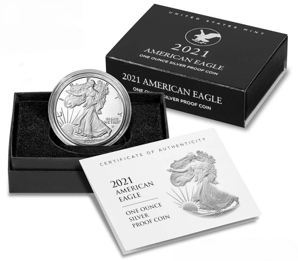 1 US Coin S AMERICAN EAGLE SILVER Dollar PROOF AE Type 2 San Francisco 1oz .999 2021