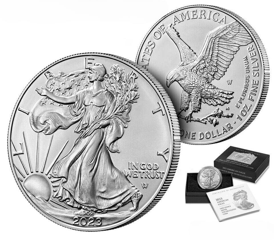 1 US Coin W AMERICAN EAGLE SILVER Dollar Uncirculated West Point US Mint 2023 1oz.999