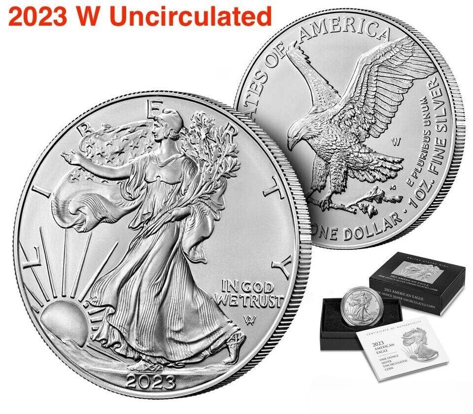 W AMERICAN EAGLE SILVER Dollar 2023 Uncirculated West Point US Mint 1oz.999 1 US Coin