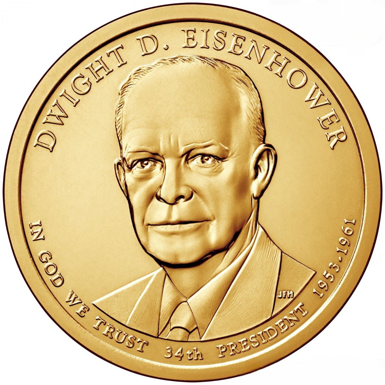 2 US Coins DP Set 2015 PD Dwight D Eisenhower President Golden Dollar US MINT Roll