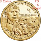 2018 SACAGAWEA NATIVE AMERICAN JIM THORPE WA THO HUK Proof Dollar 3 US Coins