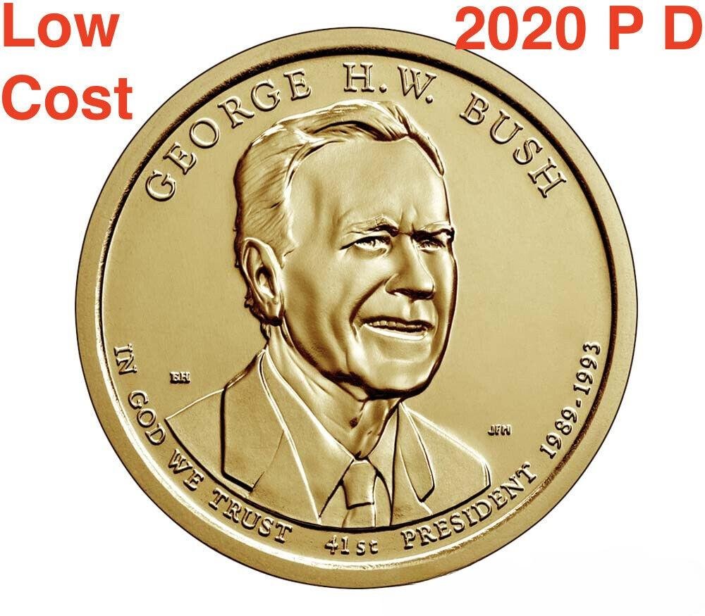 PD 2 US Coins 20PD Low Cost 2020 George HW Bush Presidential Golden Dollars