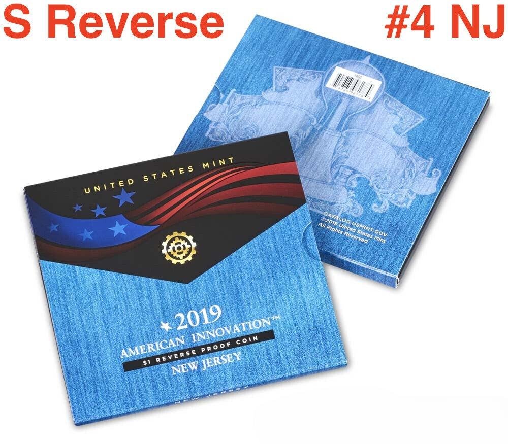 1 US Coin 2019 S REVERSE PROOF Innovation Edison Light Bulb NJ Dollar Box $1