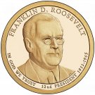 2 US Coins Set 2014 PD Franklin Roosevelt Presidential Golden Dollar FDR MINT Roll