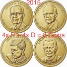 2015 Presidential Dollar All 8 US Coins Set Truman Eisenhower Kennedy LBJ PD