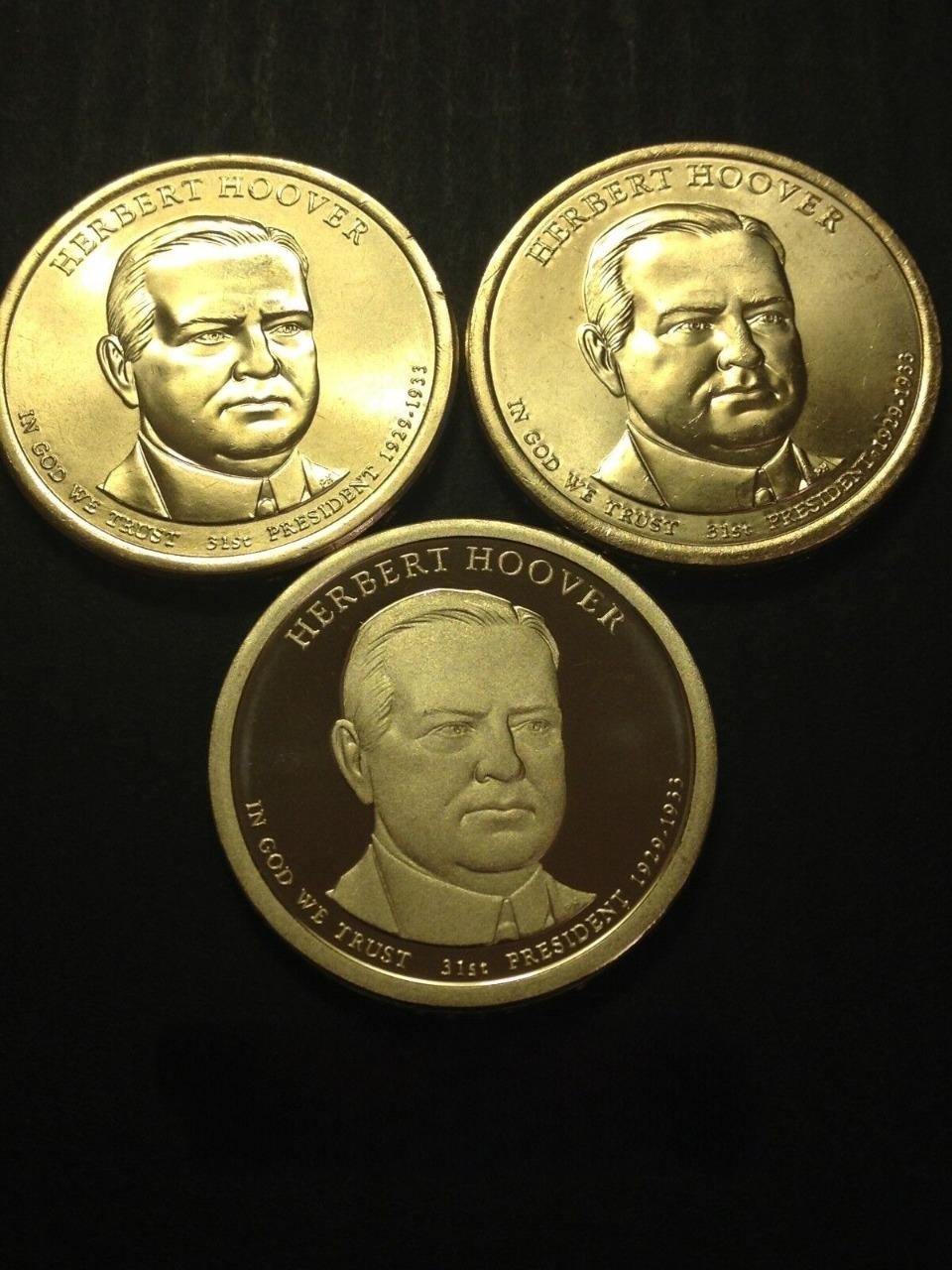 2014 3 US Coins PDS Set Herbert Hoover Presidential Golden Dollar MINT Roll