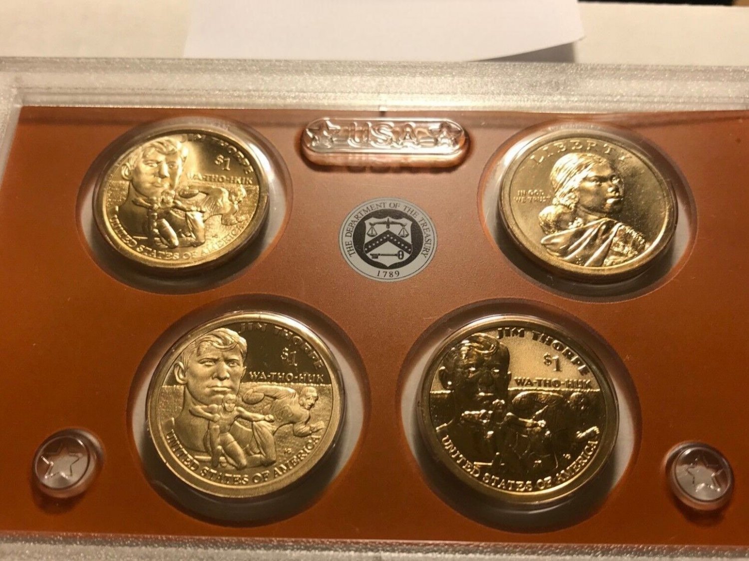 4 US Coins 2018 PDSS Proof REVERSE Native American Sacagawea Coins New Golden Dollars