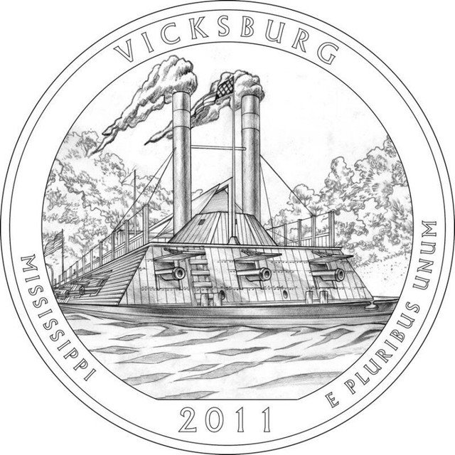 2 US Coins PD VICKSBURG MS NATIONAL PARK 25 CENT QUARTER SET BU MS US CLAD 2011