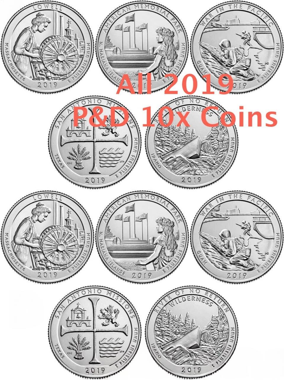 River No Return All 2019 PD Set 10 US Coins Park Quarters IN HAND Complete ATB Lowell