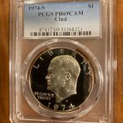 1 US Coin S Ike Eisenhower Dollar 1974 $1 PCGS PR69CAM Cameo Proof