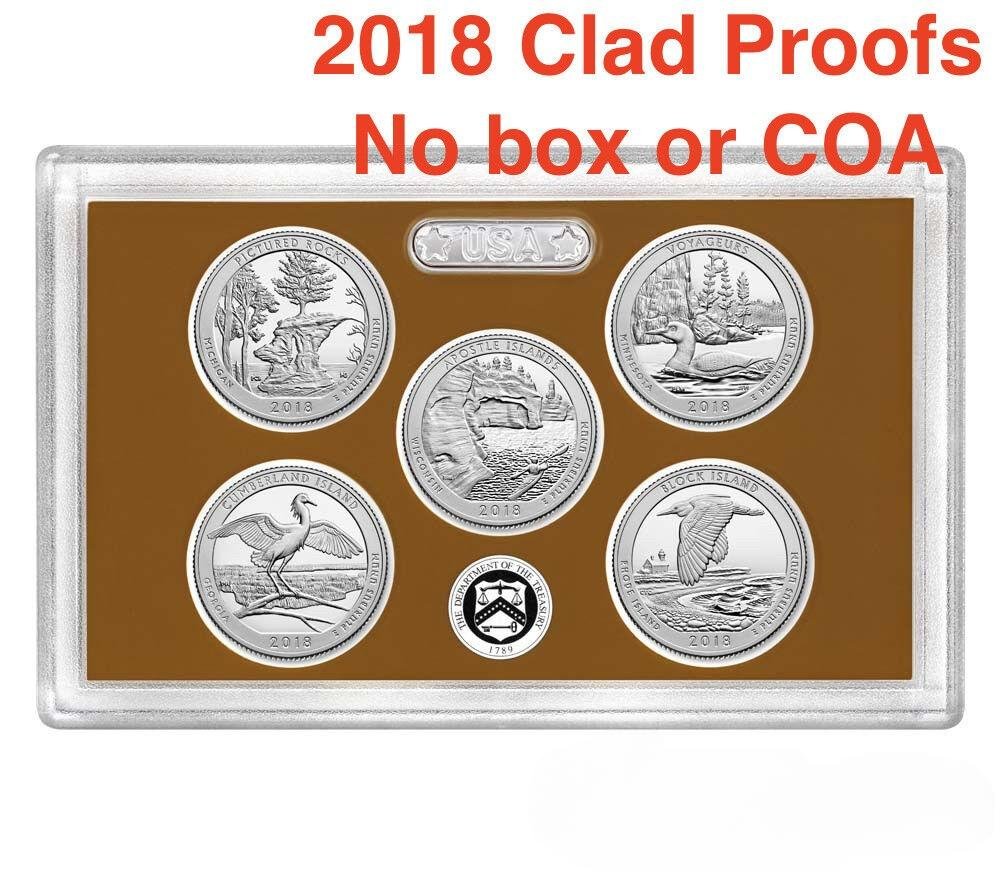 2018 S Mint Proof Set 5 US Coins ATB Clad Quarters NO Box or COA Pictured Rock Block Is