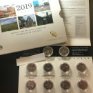 10 US Coins 2019 PD All ATB Uncirculated Quarter PD Set 19AA San Antonio Missions TX