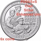 6 US Coins 2017 Ellis Island Quarters Clad 90% Silver Proof 225th Enhanced Unc S PDSSSS