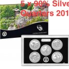 2016 S America the Beautiful QUARTER 90% Silver Proof Set US Mint AQ Box COA 5 US Coins