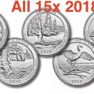 All PDS Set 15 US Coins 2018 Park Quarters US Mint ATB Unc Picture - Block Island PDS